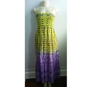 Yellow and Purple Pink Apple Maxi Dress - Small
